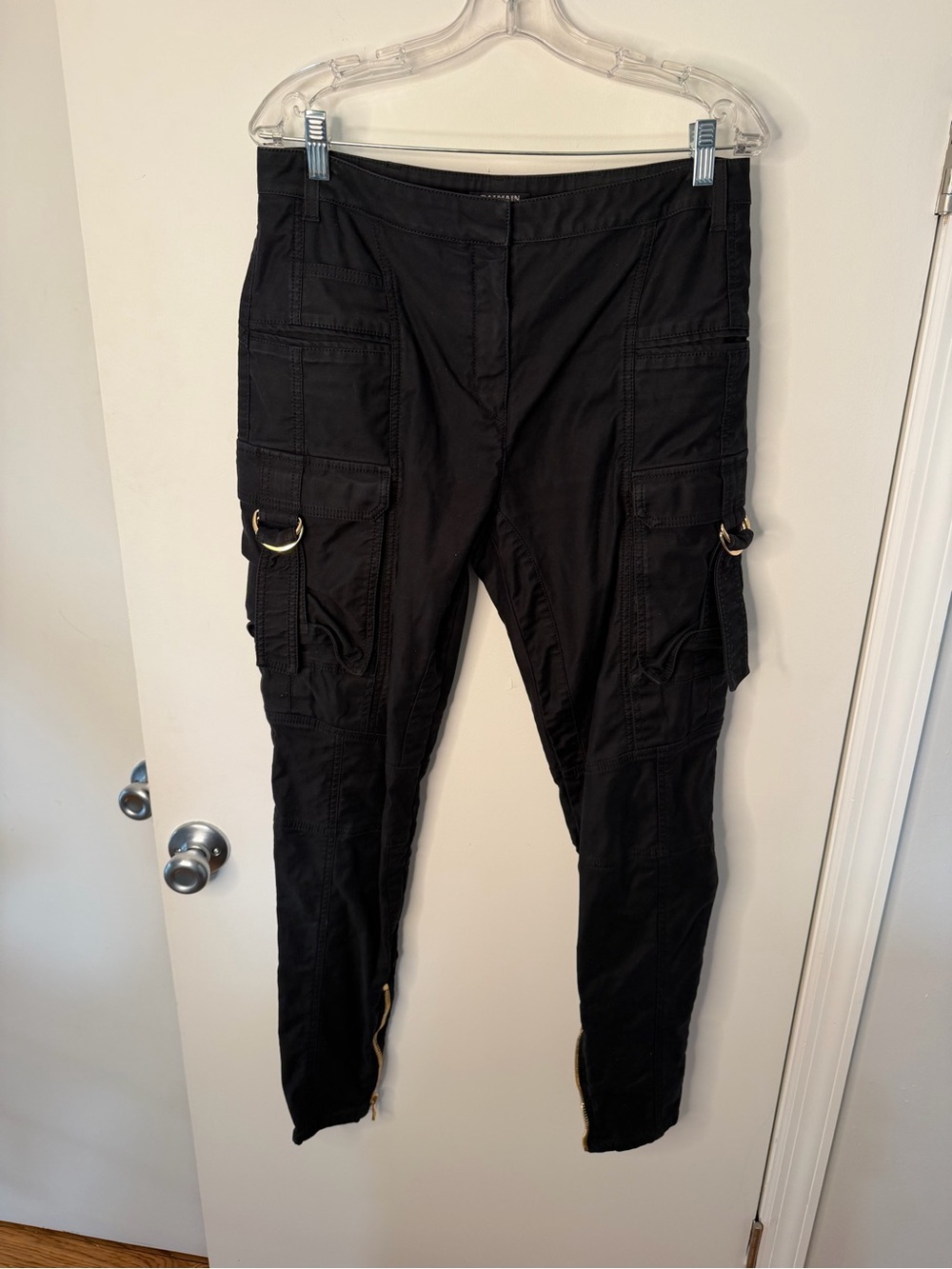 Balmain Black Denim Pants with Logo Tag